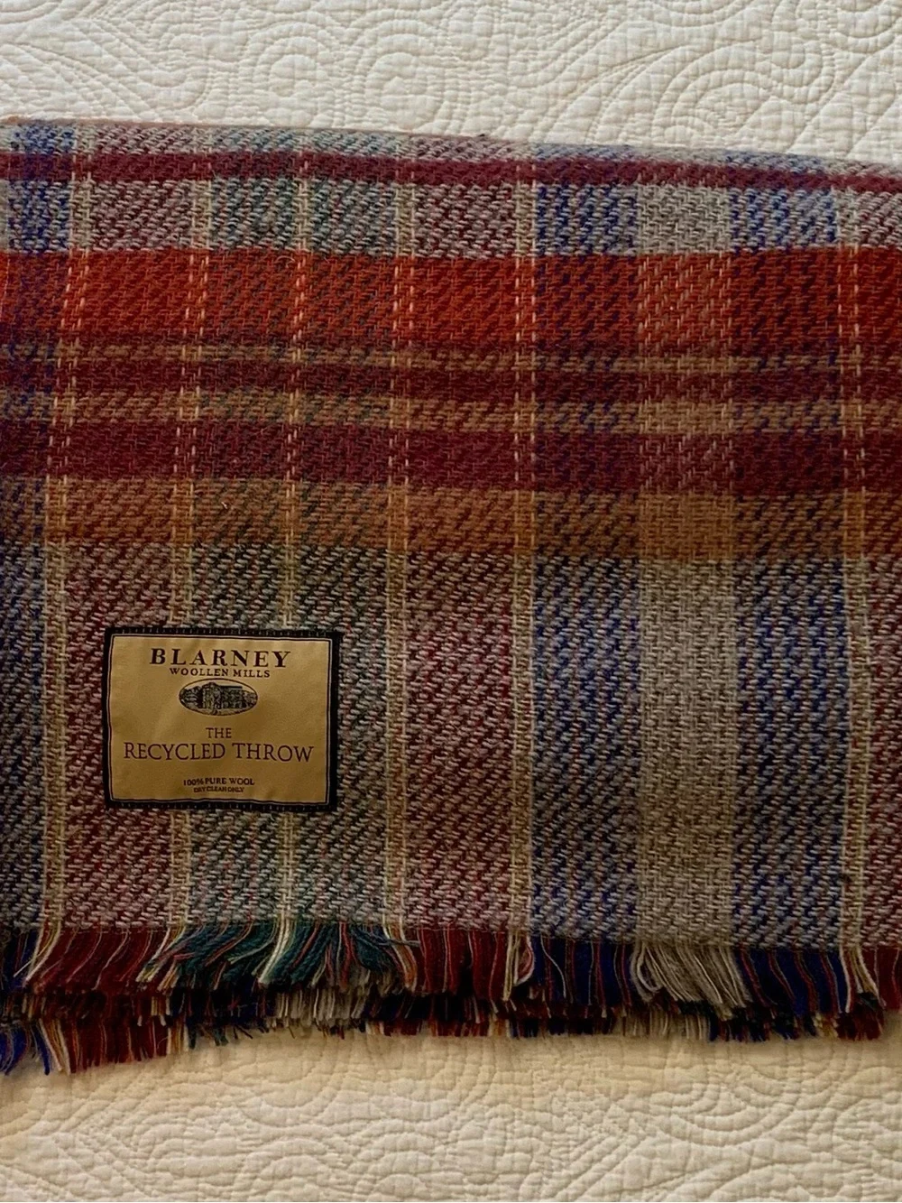 Blarney Woollen Mills Recycled Wool Plaid Throw